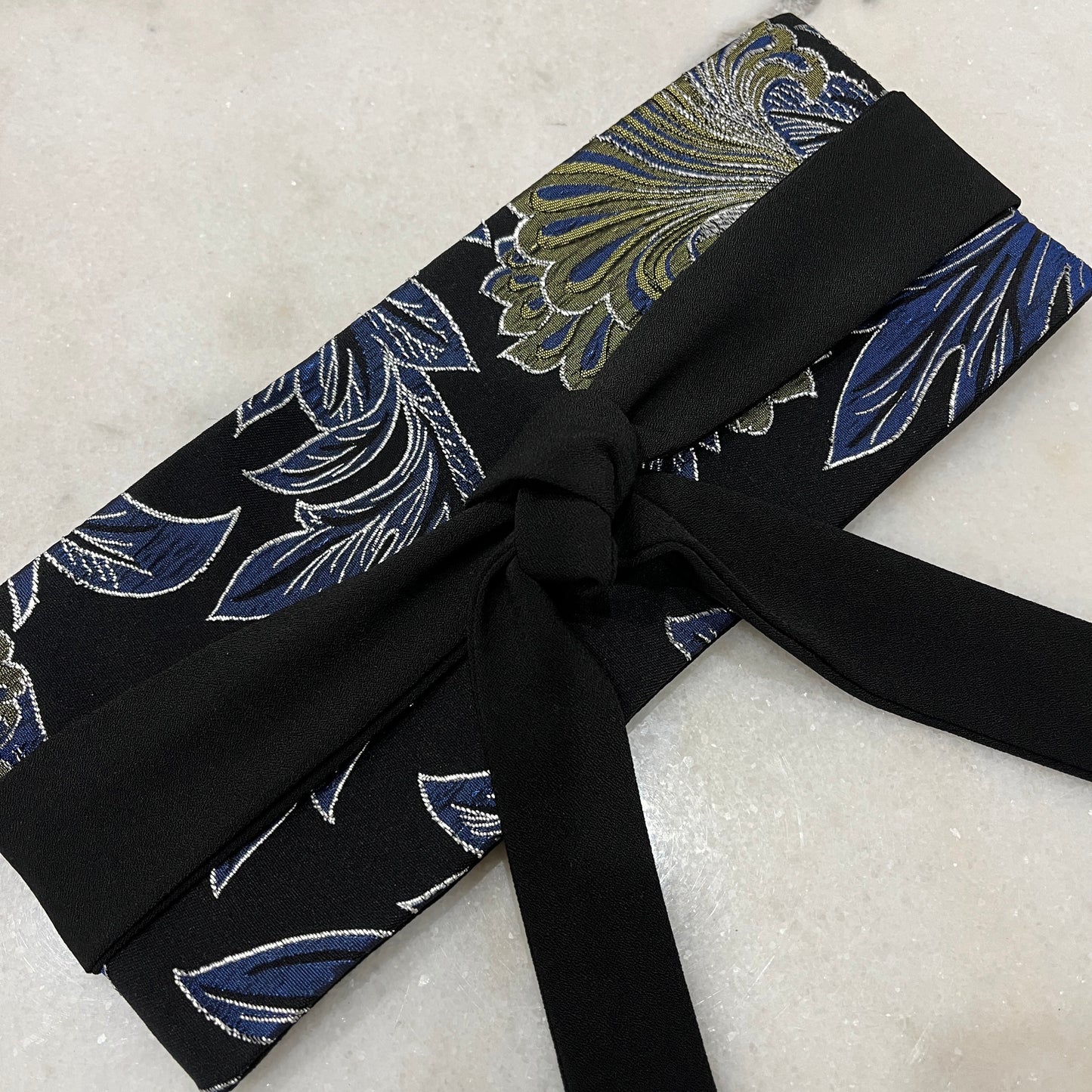 Obi Belt - Blue green brocade