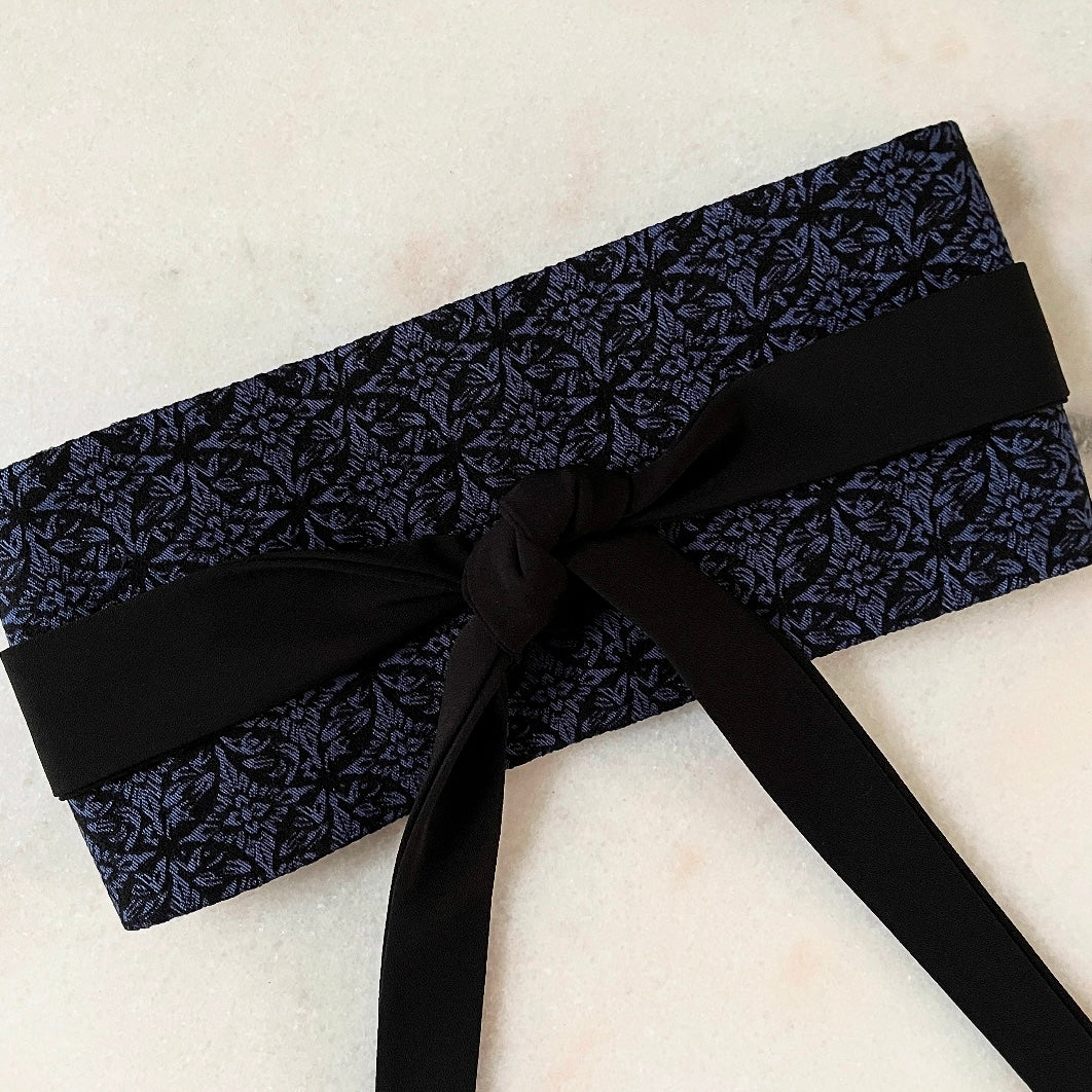 Obi Belt - Purple /Blue jacquard