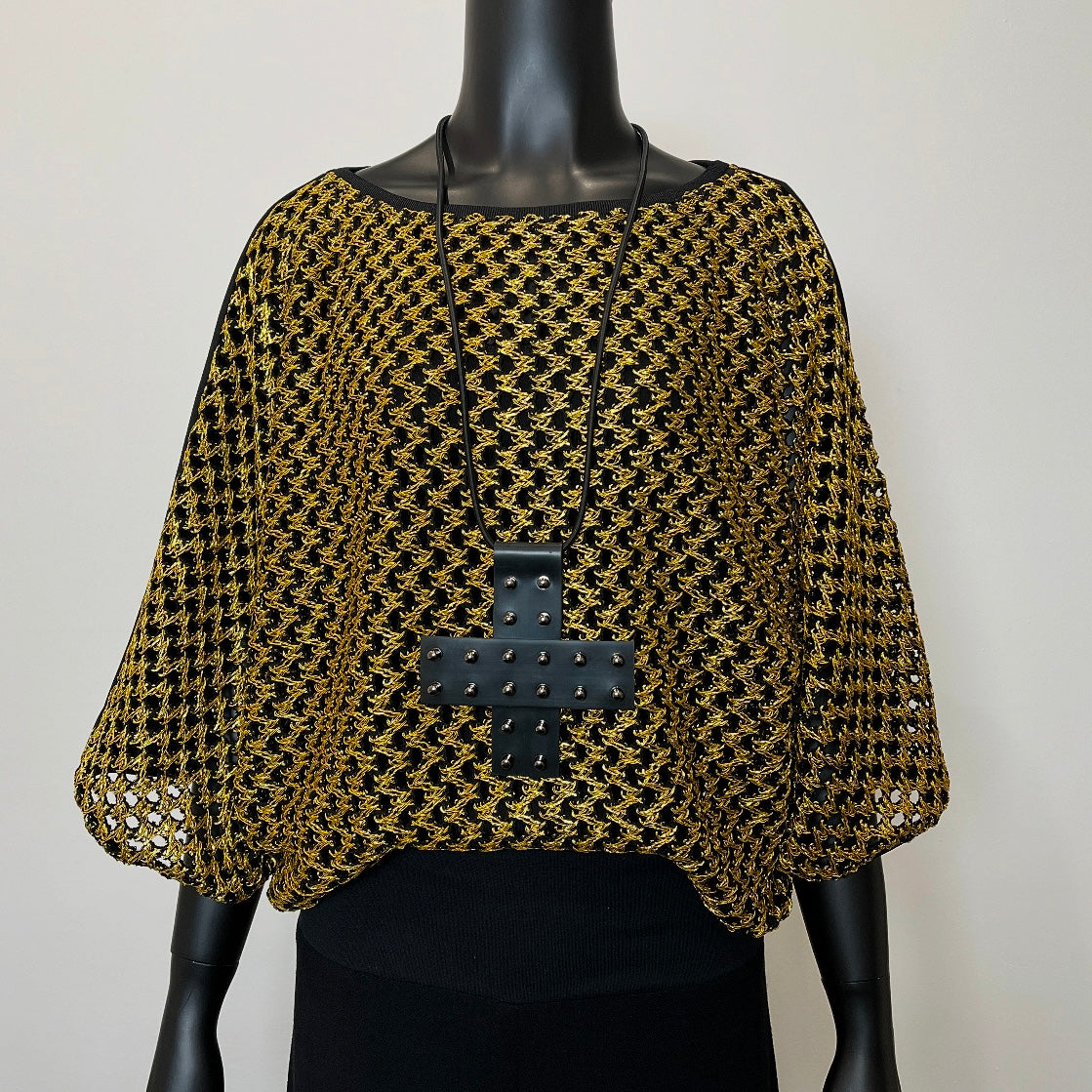 gold knit mesh top batwing sleeve evening top eloise the label