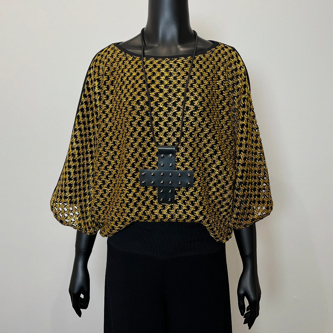 gold knit mesh top batwing sleeve evening top eloise the label