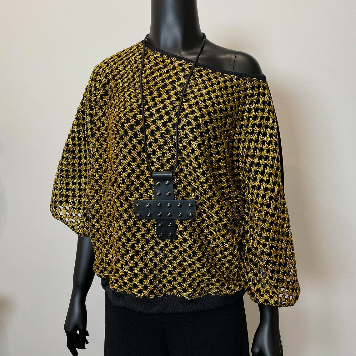 gold knit mesh top batwing sleeve evening top eloise the label