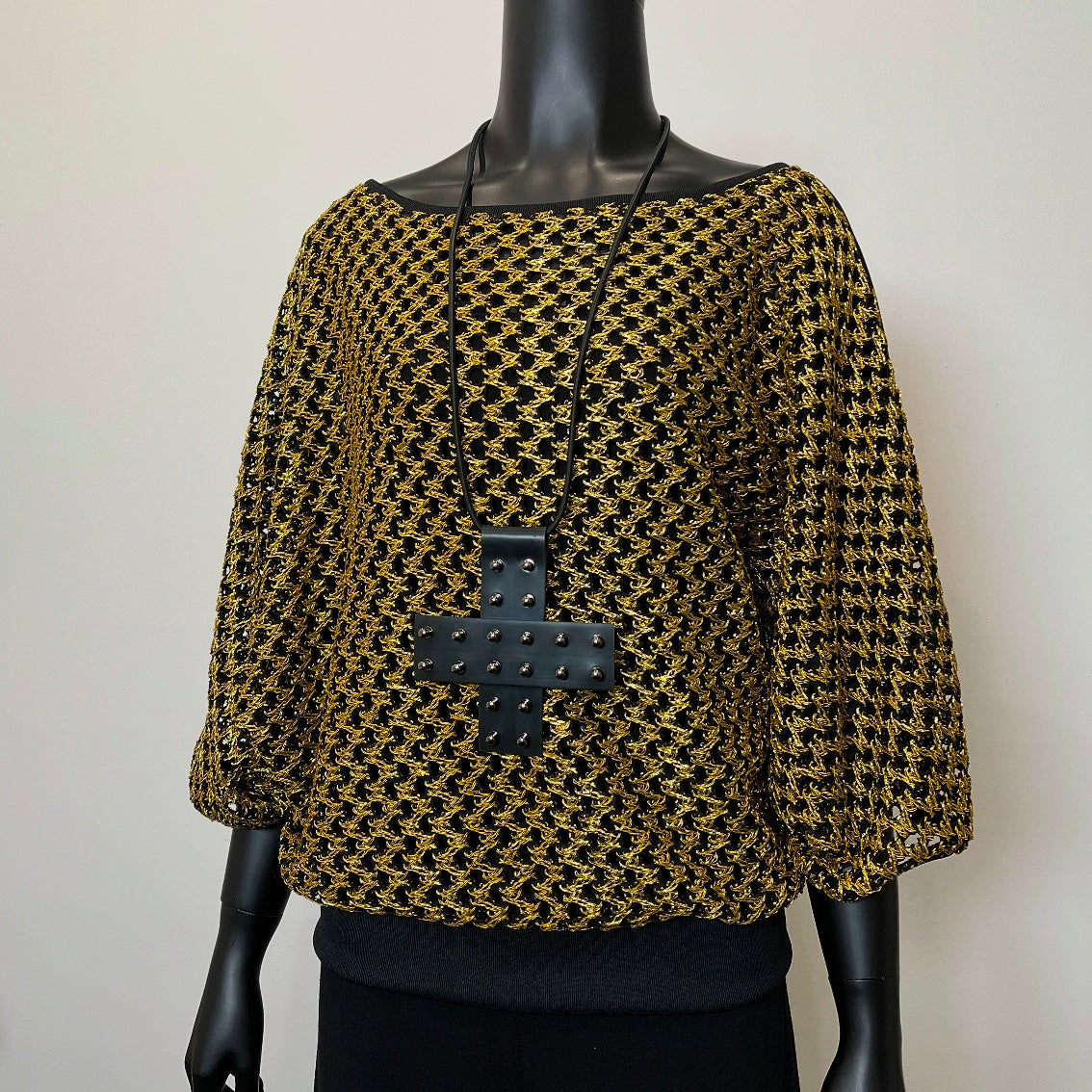 gold knit mesh top batwing sleeve evening top eloise the label