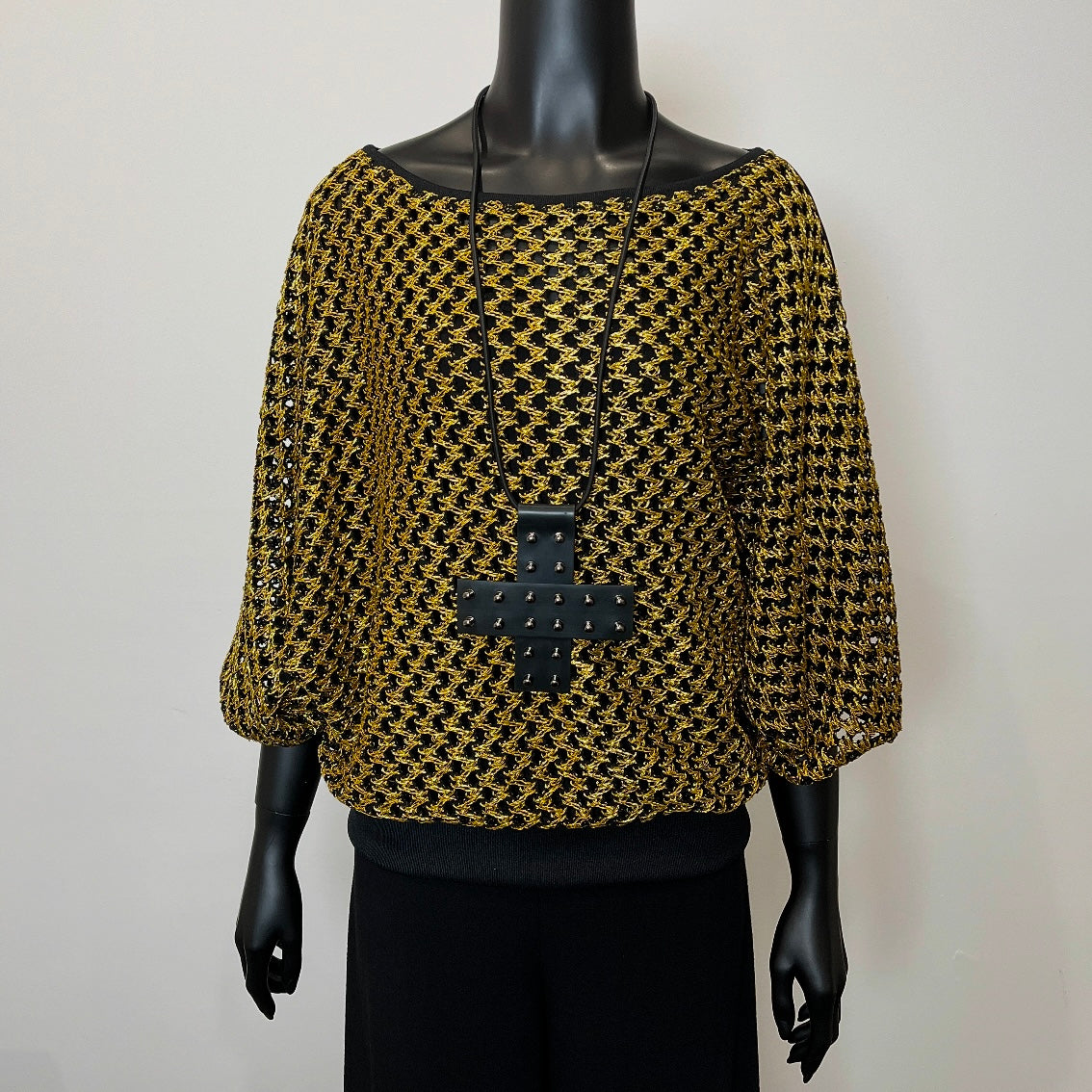 gold knit mesh top batwing sleeve evening top eloise the label