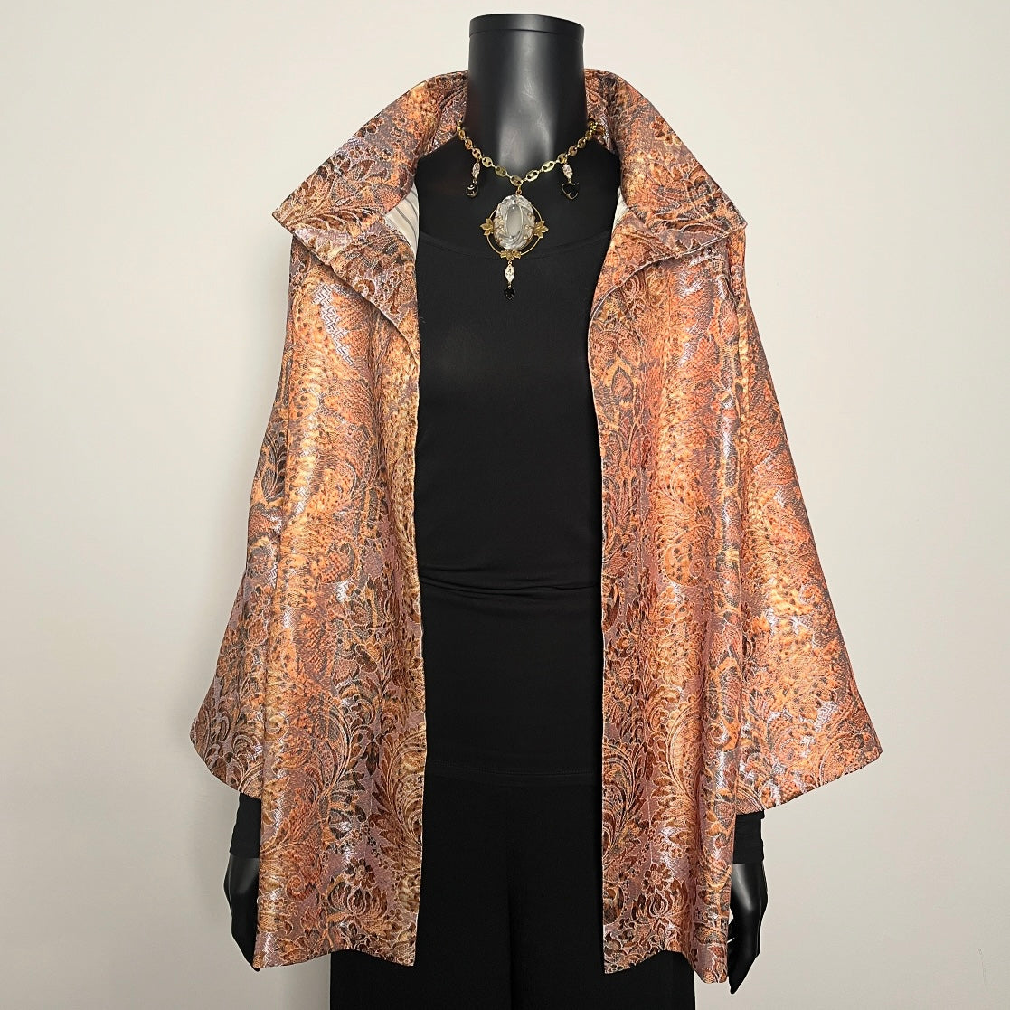 Evening Coat With Vintage Brooch - Golden Snake - One Of A Kind