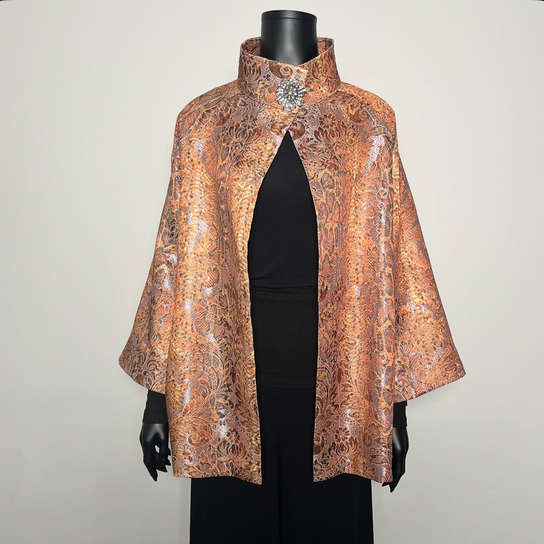 Evening Coat With Vintage Brooch - Golden Snake - One Of A Kind