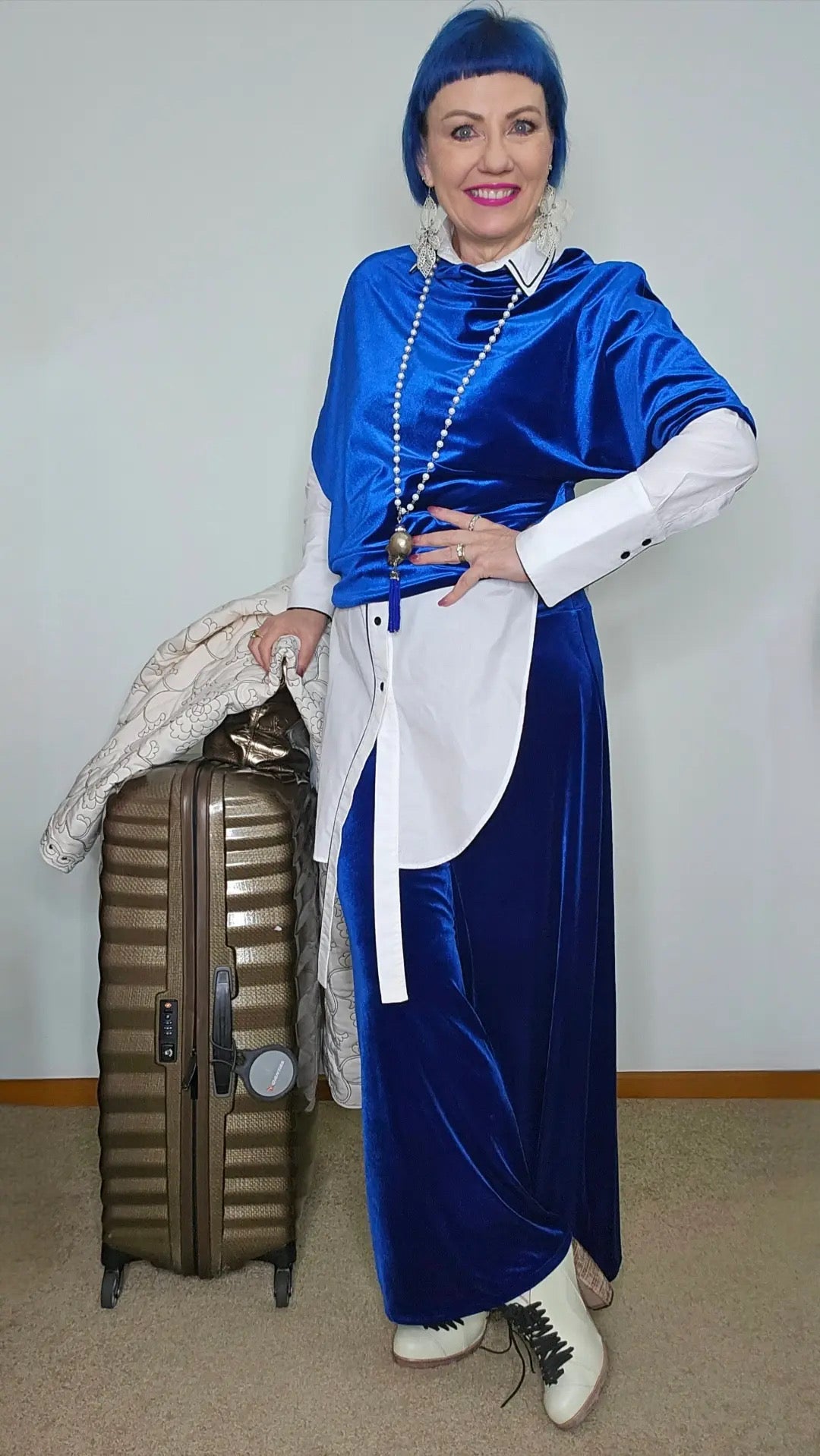 Wide Leg Pant - Blue Velvet