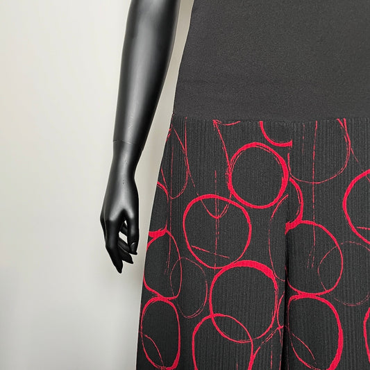 Wide Leg Pant - Black Red Circles