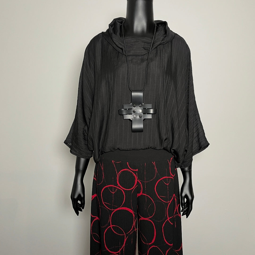 Wide Leg Pant - Black Red Circles