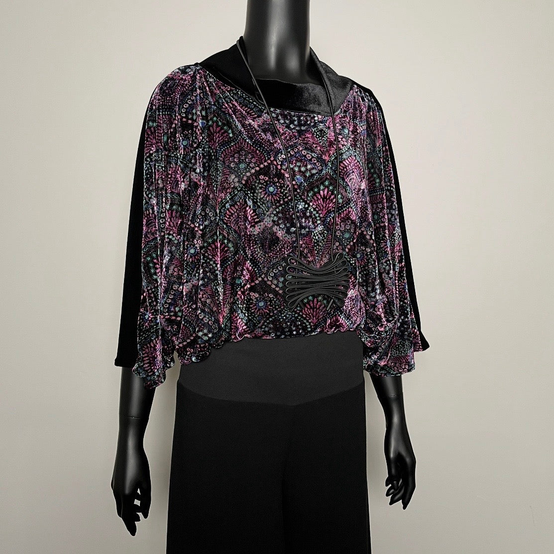 velvet top womens evening top batwing sleeve relaxed fit evening wear melbourne made eloise the label