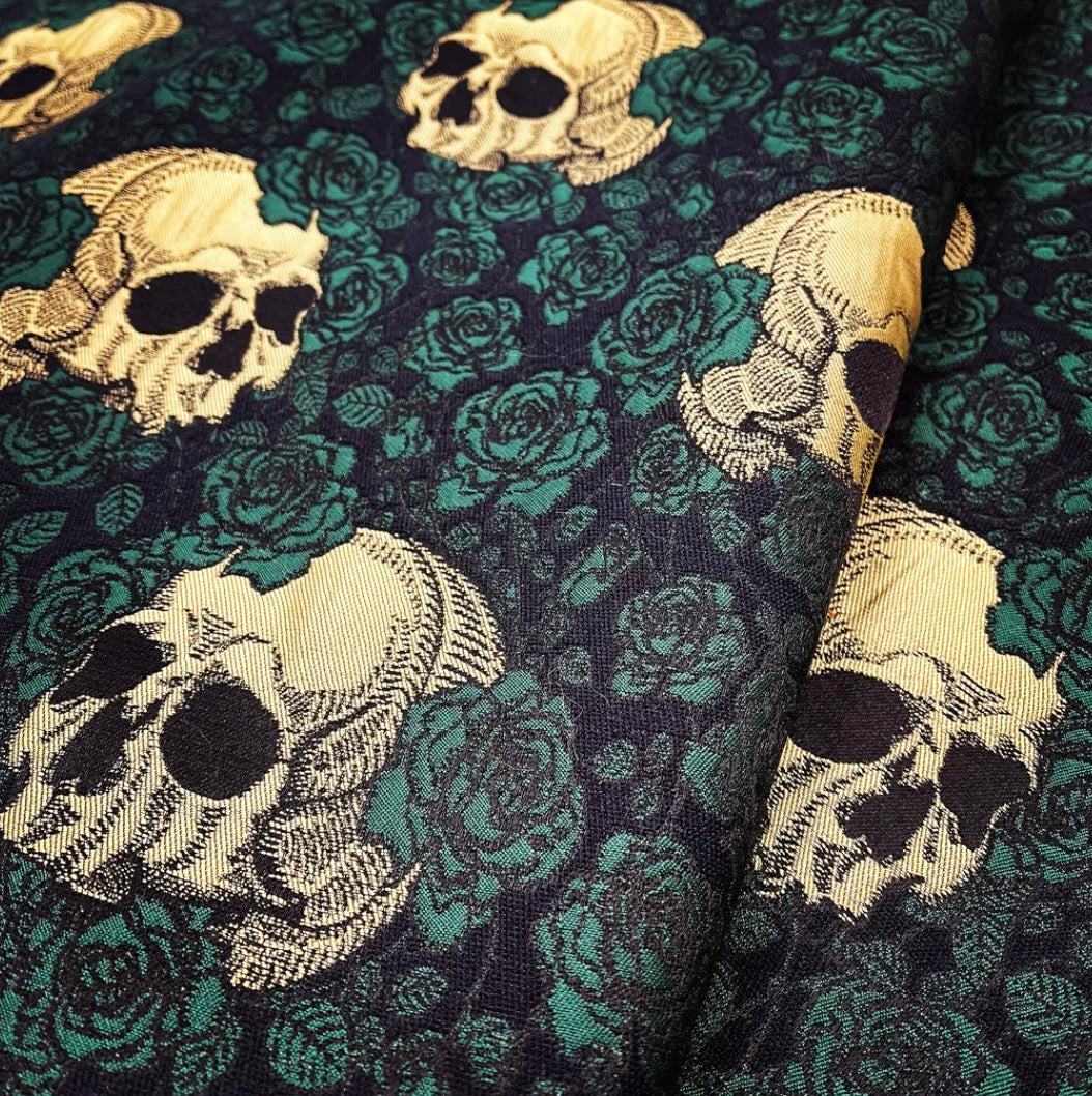 Abbey Swing Coat - Skulls and Roses - Green