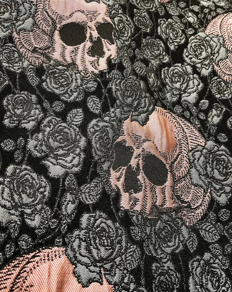 skulls and roses vest jacquard brocade vest ladies apparel stylish clothing handmade in melbourne classy elegant clothing timeless pieces timeless clothing classic style unique clothing unique style ageless style luxe fabrics statement clothing statement style evening style clothing floral vest stand up collar womens clothing made in australia eloise the label