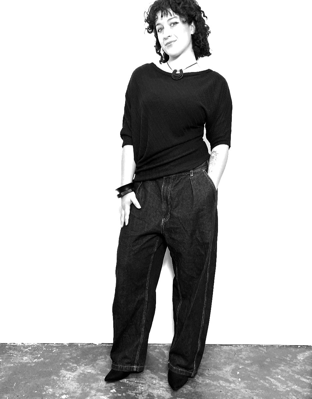 The Quiet Wild Top - Black Jacquard Knit