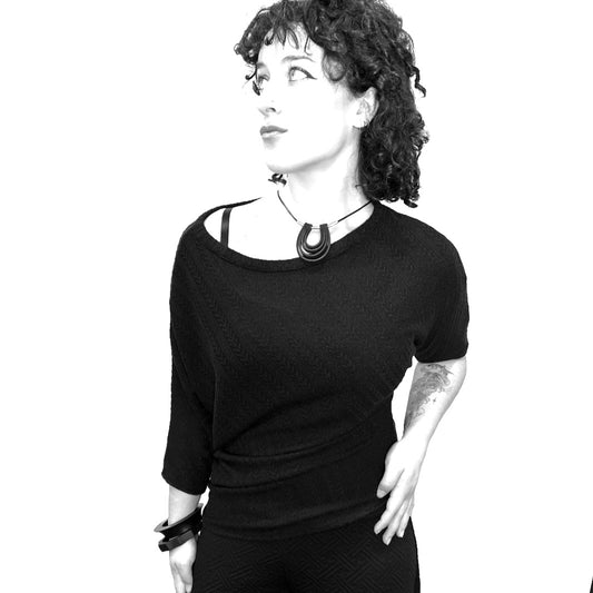 The Quiet Wild Top - Black Jacquard Knit