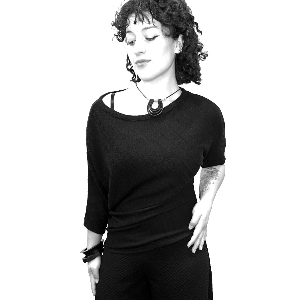 The Quiet Wild Top - Black Jacquard Knit