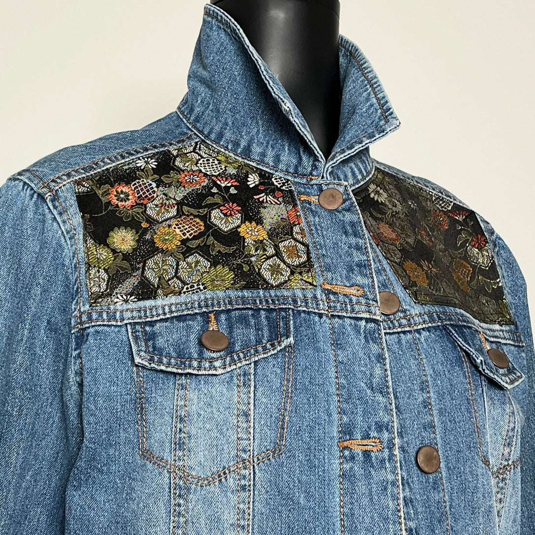 Eloise Upcycled - Denim Jacket - Japanese Brocade