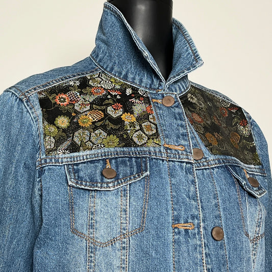 Eloise Upcycled - Denim Jacket - Japanese Brocade