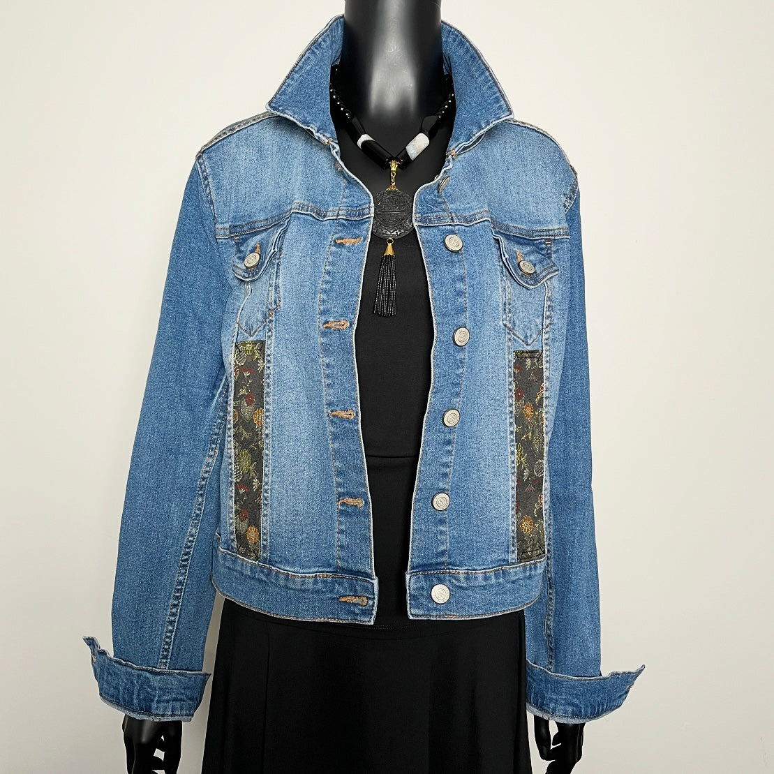 Eloise Upcycled - Denim Jacket - Japanese Brocade