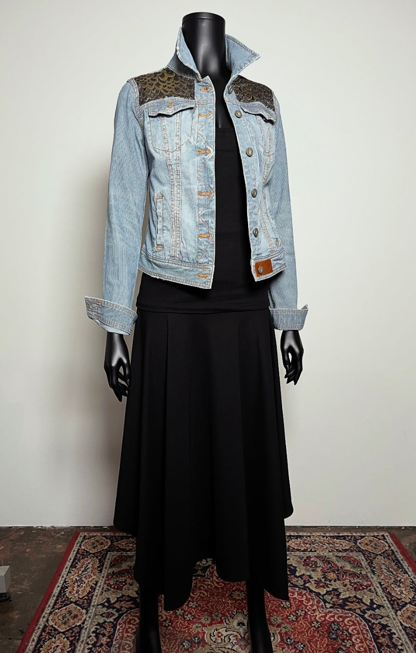 Eloise Upcycled -  Denim Jacket - Golden Scales