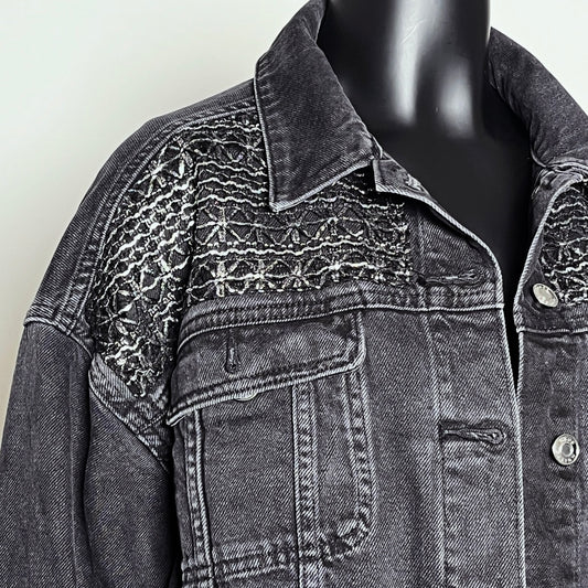 Eloise Upcycled - Denim Jacket - Silver Lace