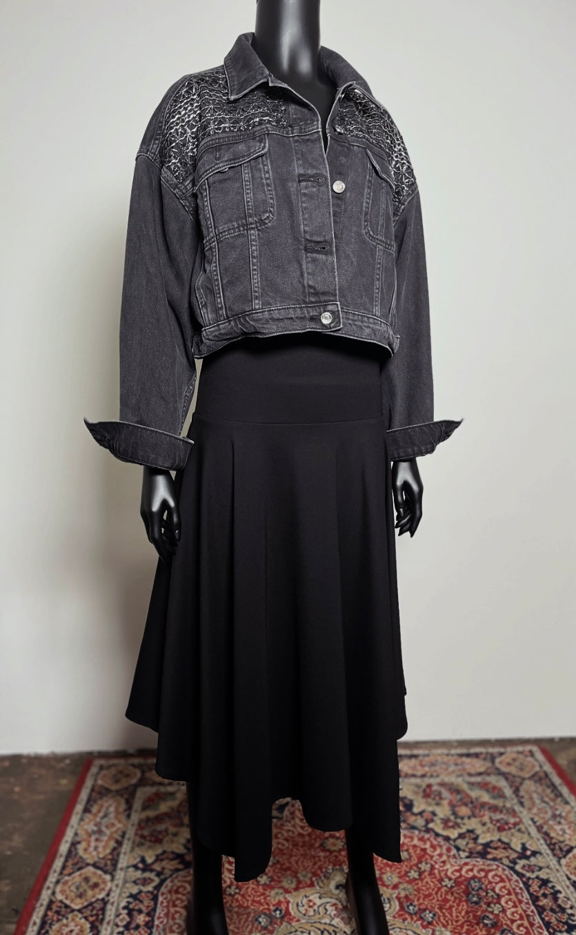Eloise Upcycled - Denim Jacket - Silver Lace