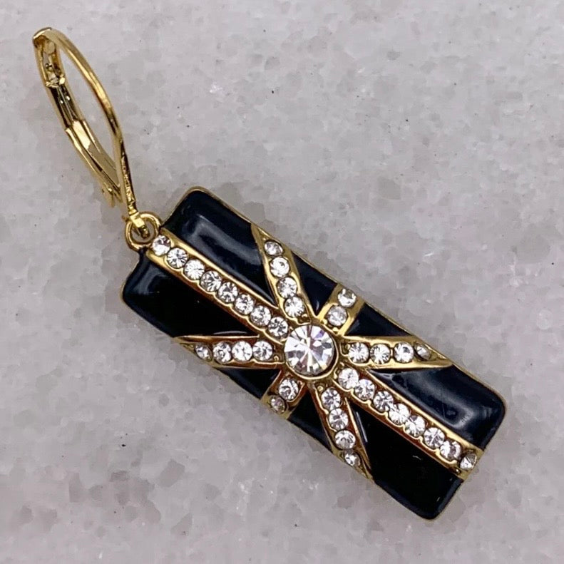 Valentino Earrings - Vintage Art Deco Enamel