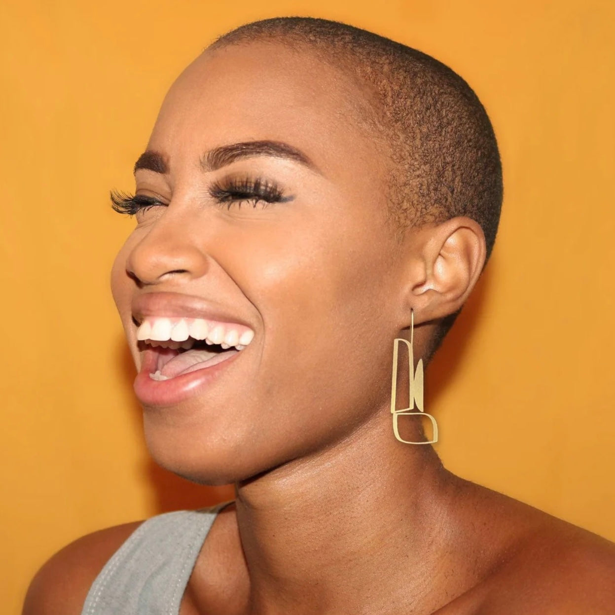 Gold earrings modern edgy Australian made Melbourne made Eloise the label