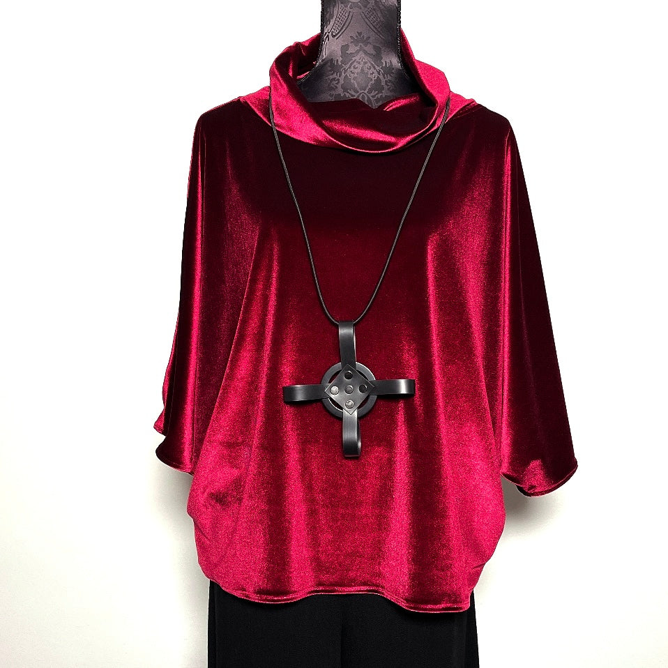 red velvet top batwing sleeve relaxed fit evening wear top melbourne made