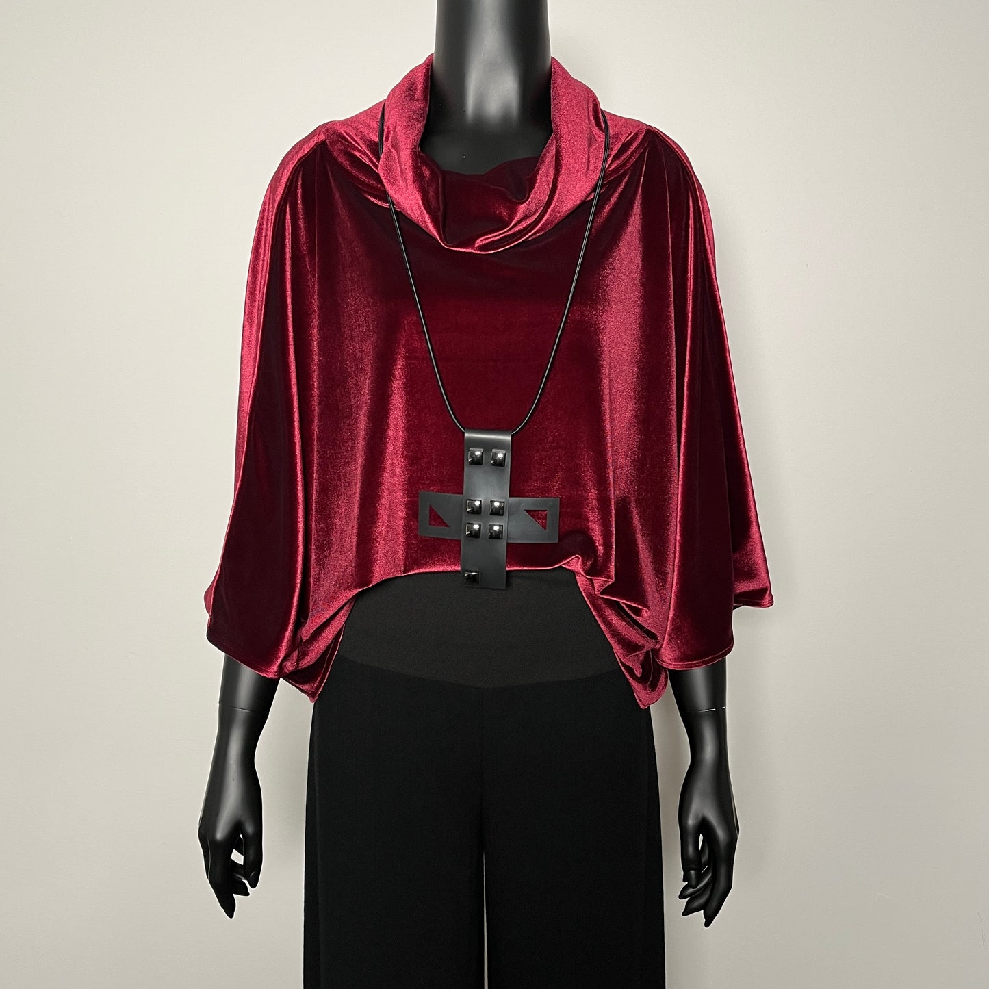 red velvet top batwing sleeve relaxed fit evening wear top melbourne made