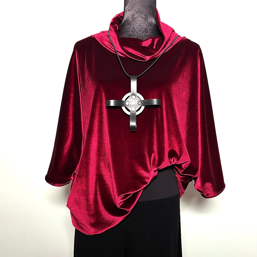 red velvet top batwing sleeve relaxed fit evening wear top melbourne made