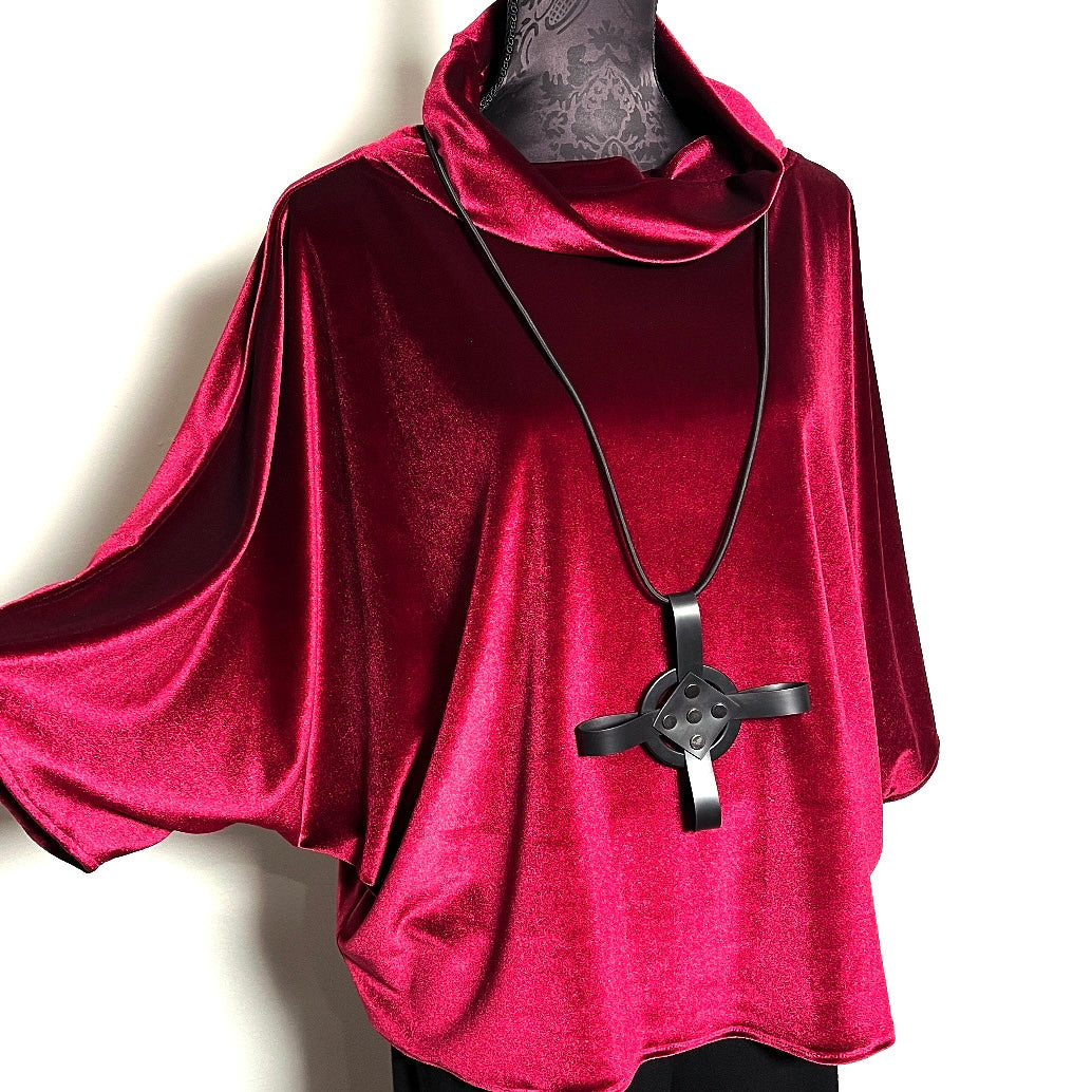 red velvet top batwing sleeve relaxed fit evening wear top melbourne made