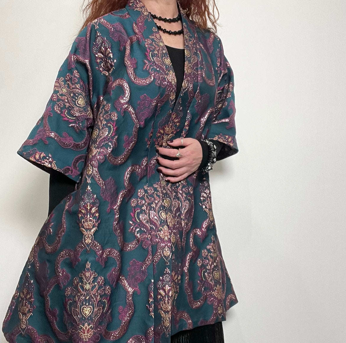brocade evening coat womens jacket swing coat ladies clothing stylish clothing handmade in melbourne classy elegant clothing timeless pieces timeless clothing classic style unique clothing unique style ageless style luxe fabrics statement clothing statement style evening style clothing womens clothing made in australia eloise the label
