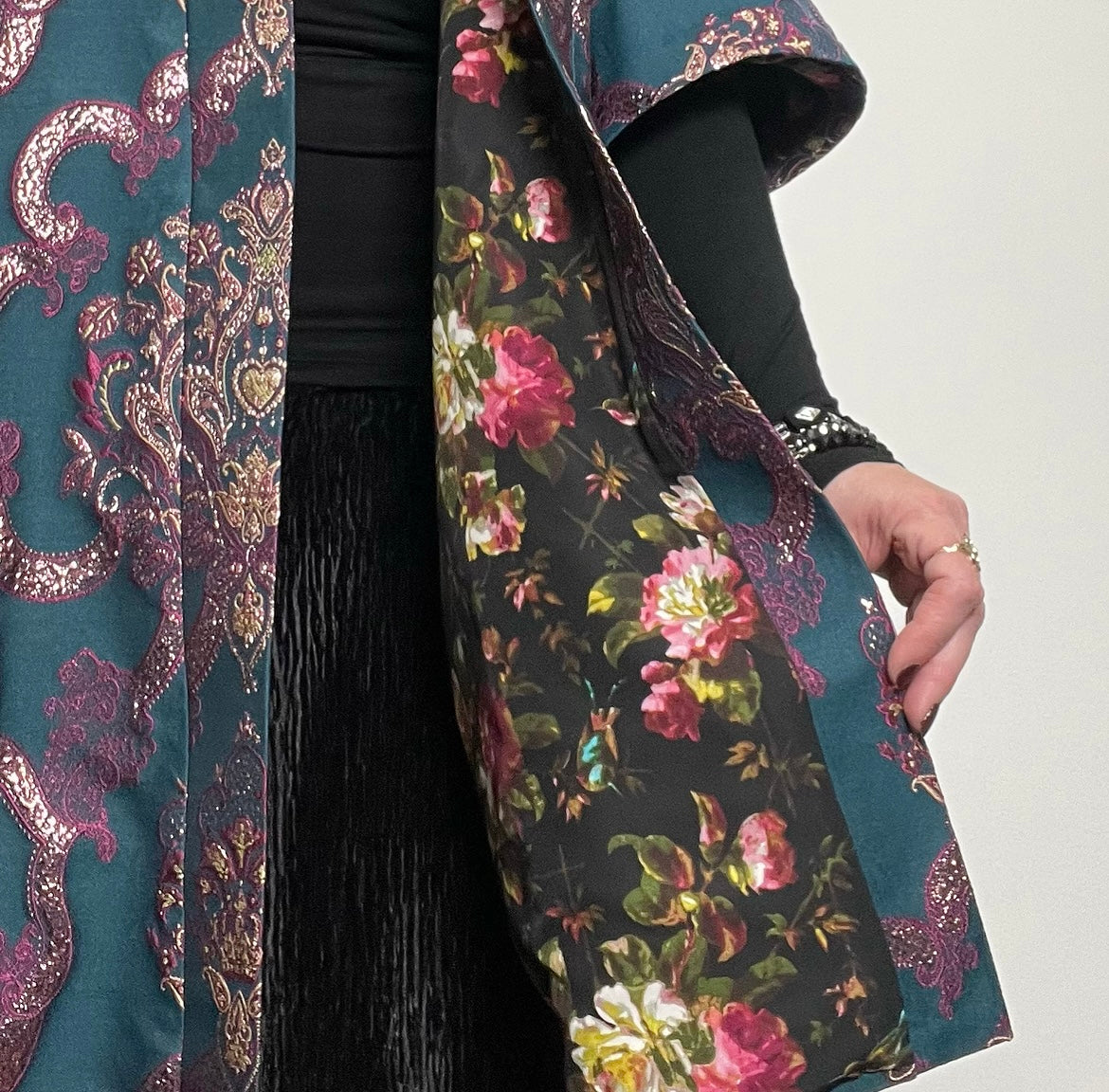 brocade evening coat womens jacket swing coat ladies clothing stylish clothing handmade in melbourne classy elegant clothing timeless pieces timeless clothing classic style unique clothing unique style ageless style luxe fabrics statement clothing statement style evening style clothing womens clothing made in australia eloise the label