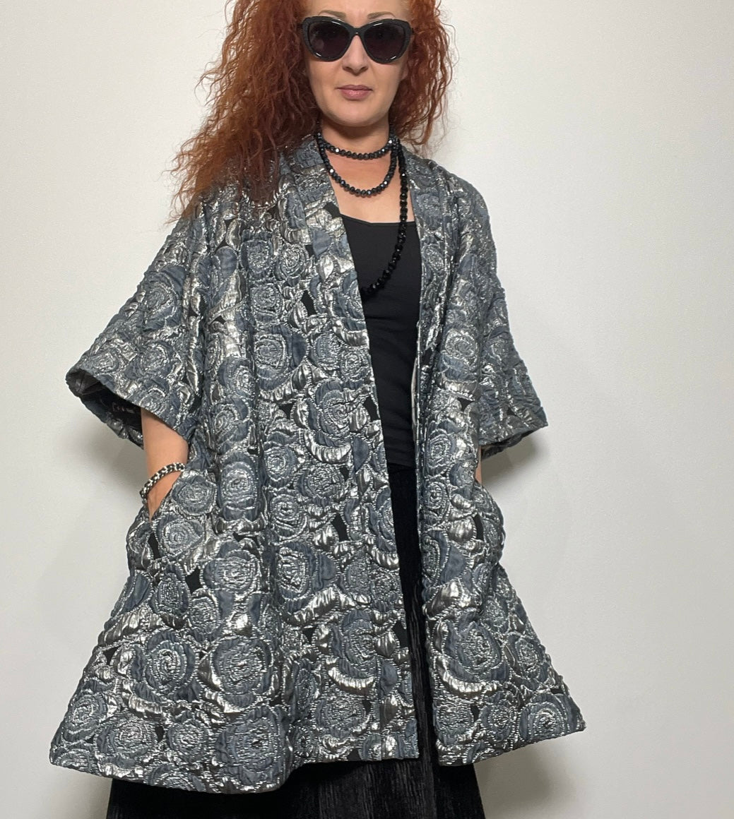 brocade evening coat womens jacket swing coat ladies clothing stylish clothing handmade in melbourne classy elegant clothing timeless pieces timeless clothing classic style unique clothing unique style ageless style luxe fabrics statement clothing statement style evening style clothing womens clothing made in australia eloise the label