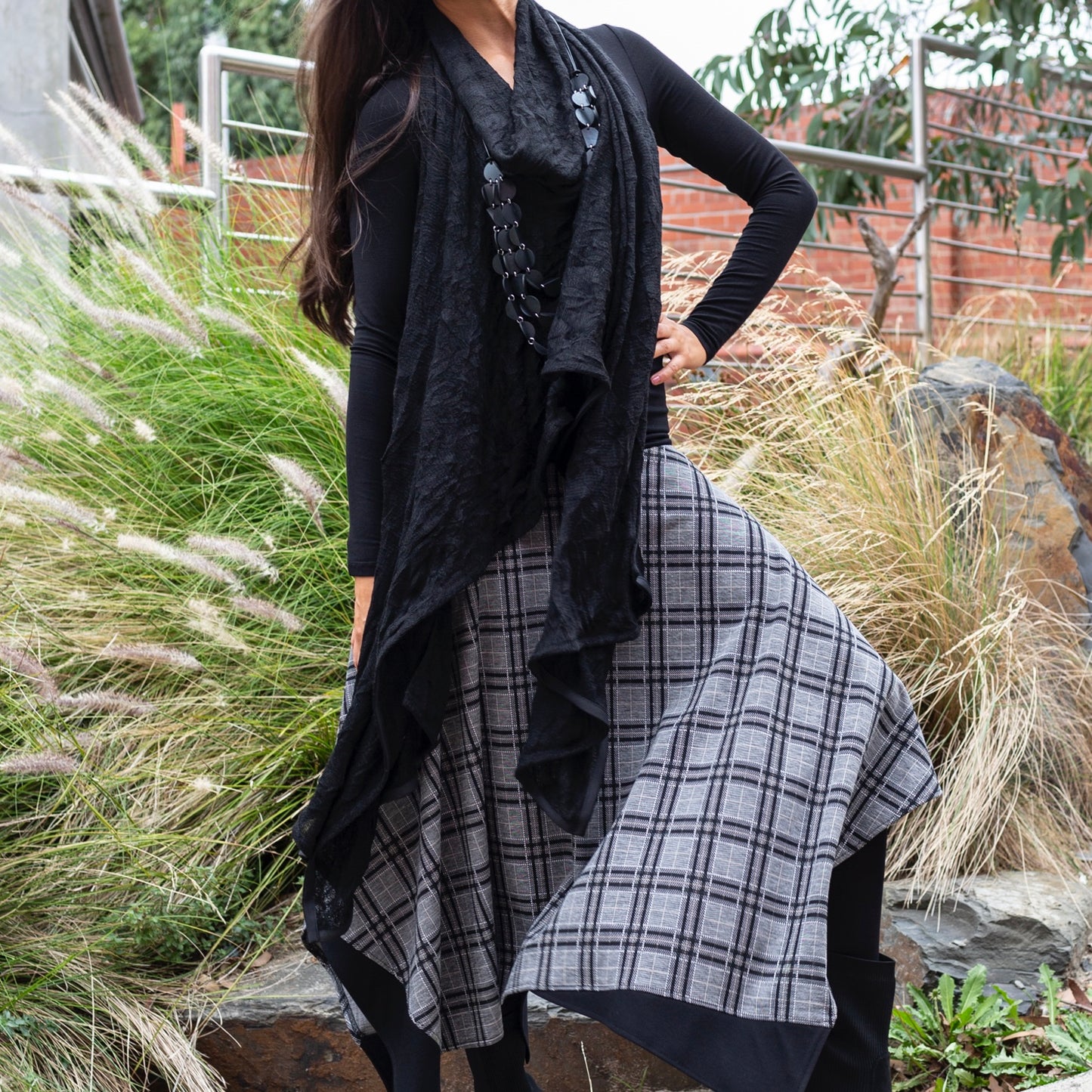 womens black wrap ladies apparel stylish clothing handmade in melbourne classy elegant clothing timeless pieces timeless clothing classic style unique clothing unique style ageless style luxe fabrics statement clothing statement style evening style clothing black womens clothing made in australia eloise the label