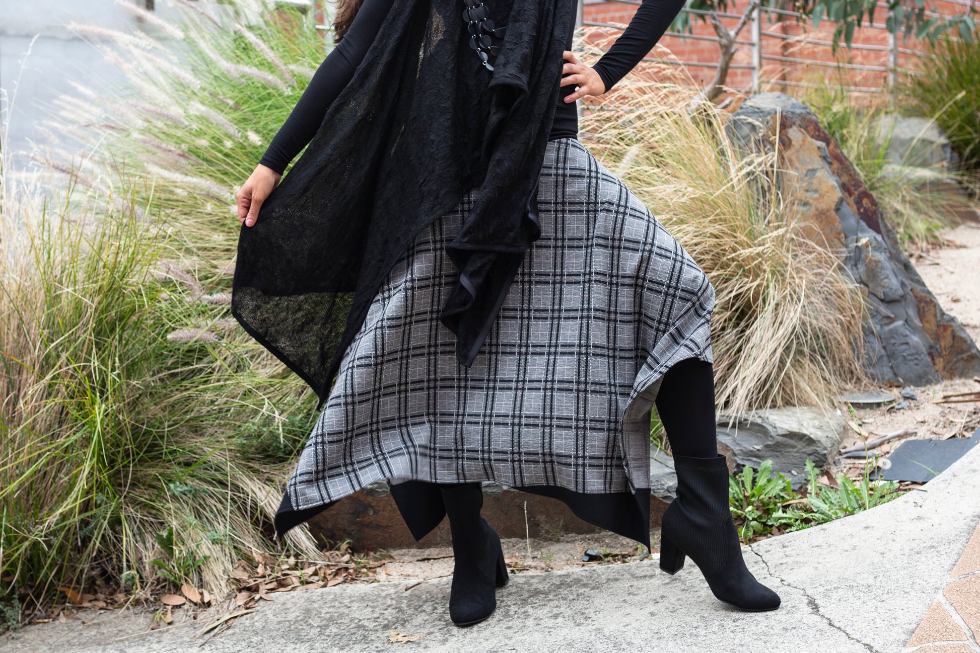 womens black wrap ladies apparel stylish clothing handmade in melbourne classy elegant clothing timeless pieces timeless clothing classic style unique clothing unique style ageless style luxe fabrics statement clothing statement style evening style clothing black womens clothing made in australia eloise the label