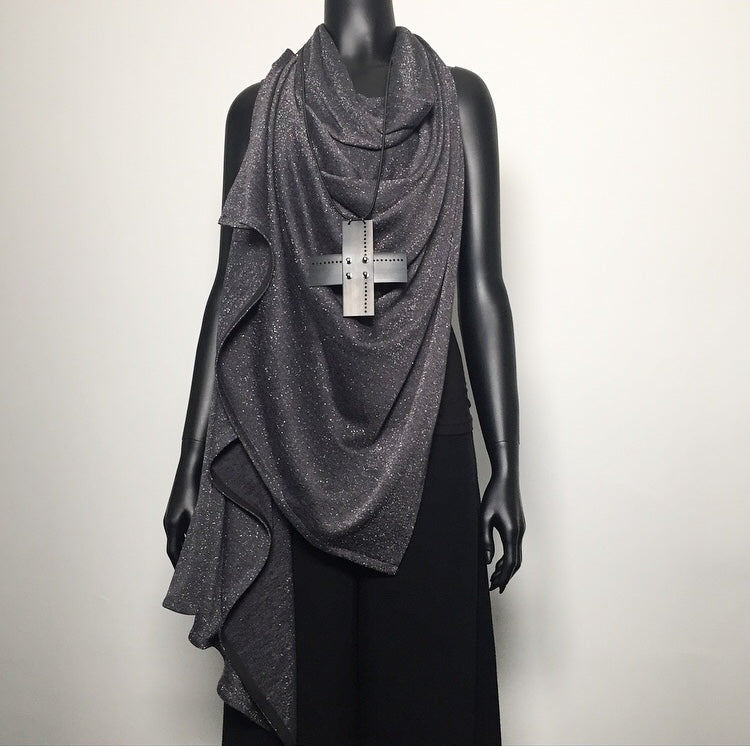 womens wrap ladies apparel stylish clothing handmade in melbourne classy elegant clothing timeless pieces timeless clothing classic style unique clothing unique style ageless style luxe fabrics statement clothing statement style evening style clothing grey  womens clothing made in australia eloise the label