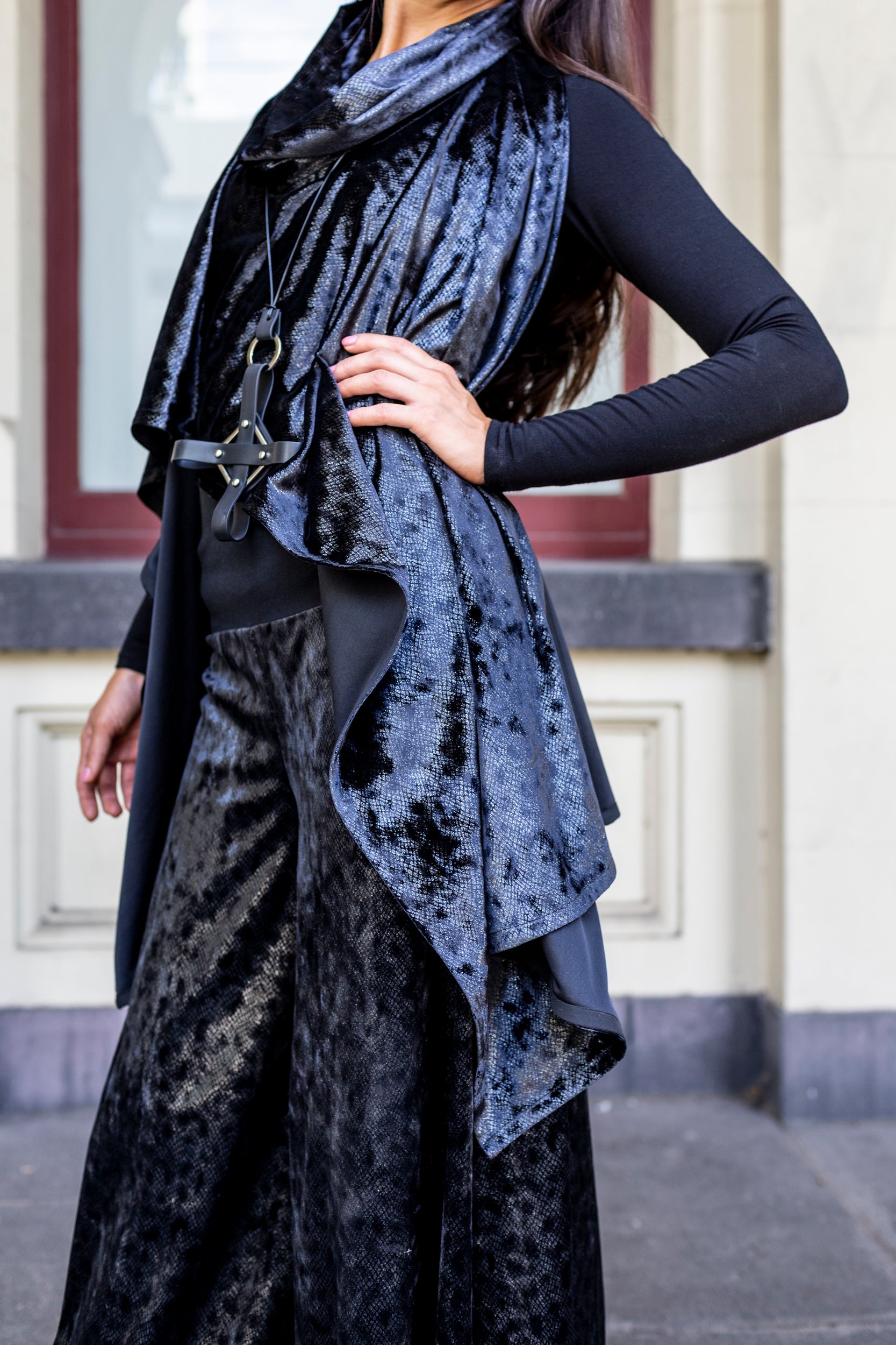 palazzo pant flare pant black velvet pants ladies apparel high waisted pant stylish clothing handmade in melbourne classy elegant clothing timeless pieces timeless clothing classic style unique clothing unique style ageless style luxe fabrics statement clothing statement style evening style clothing womens clothing made in australia eloise the label