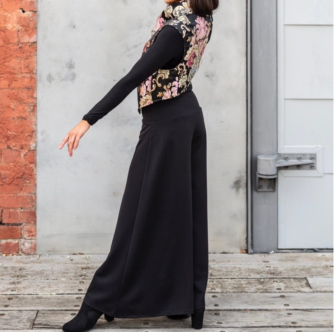 palazzo pant flare pant black crepe pants ladies apparel  high waisted pant stylish clothing handmade in melbourne classy elegant clothing timeless pieces timeless clothing classic style unique clothing unique style ageless style luxe fabrics statement clothing statement style evening style clothing womens clothing made in australia eloise the label