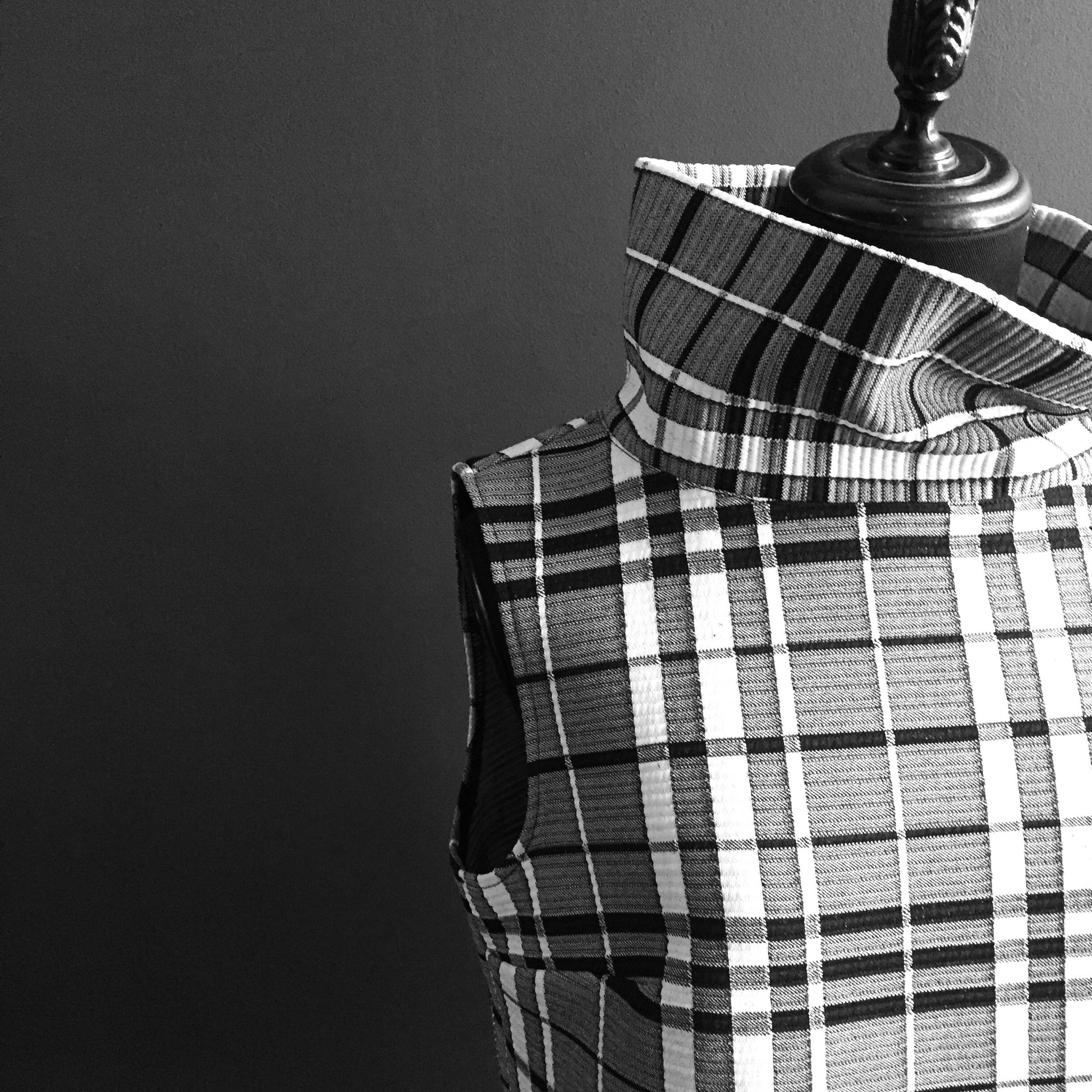 plaid top ladies apparel black and white check stylish clothing handmade in melbourne classy elegant clothing timeless pieces timeless clothing classic style unique clothing unique style ageless style luxe fabrics statement clothing statement style clothing womens clothing made in australia eloise the label