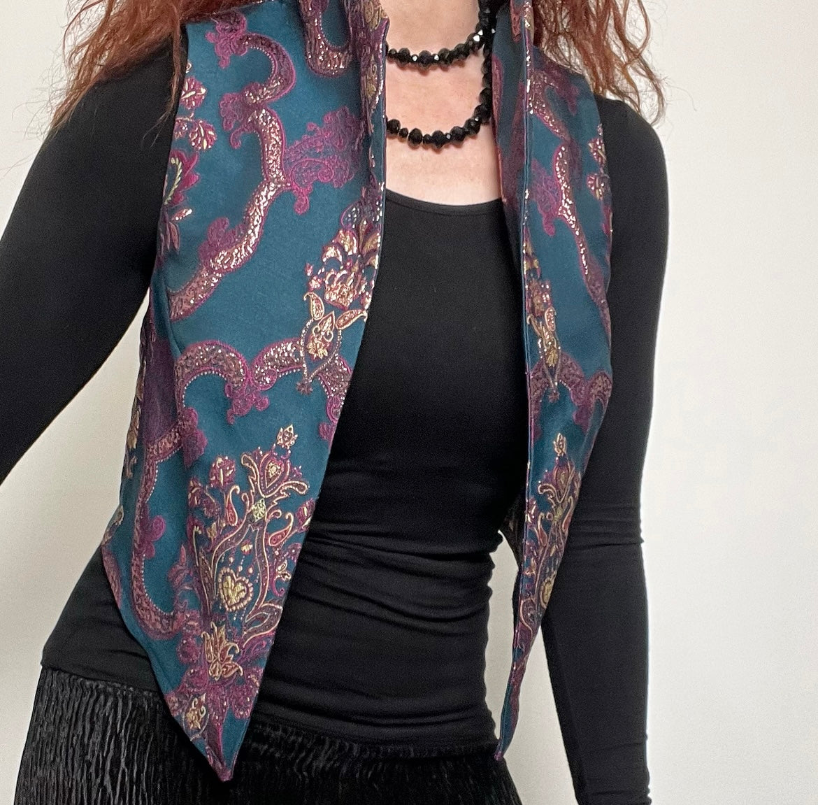 brocade vest ladies apparel stylish clothing handmade in melbourne classy elegant clothing timeless pieces timeless clothing classic style unique clothing unique style ageless style luxe fabrics statement clothing statement style evening style clothing floral vest stand up collar womens clothing made in australia eloise the label