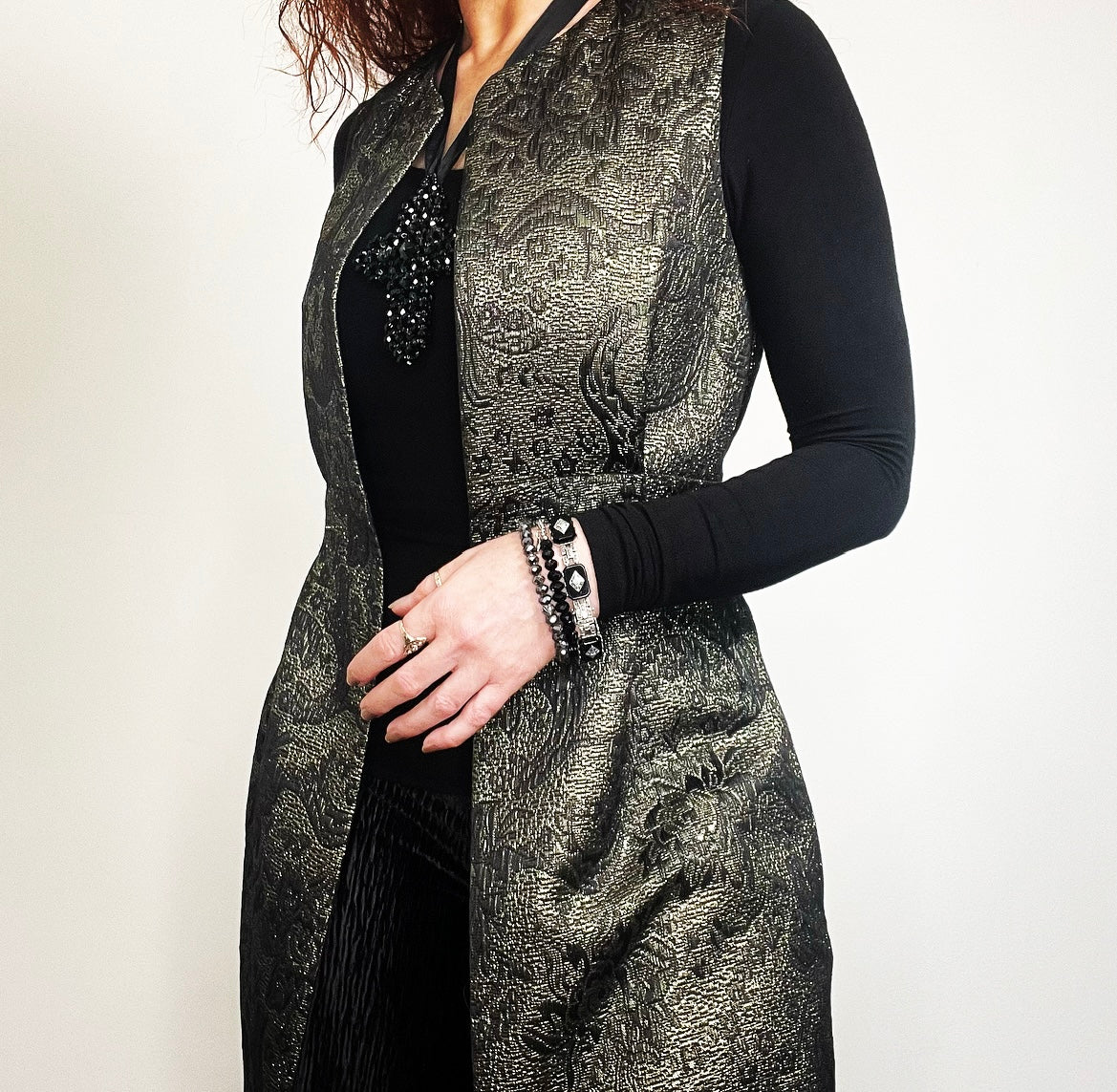 brocade vest ladies apparel stylish clothing handmade in melbourne classy elegant clothing timeless pieces timeless clothing classic style unique clothing unique style ageless style luxe fabrics statement clothing statement style evening style clothing floral vest womens clothing made in australia eloise the label