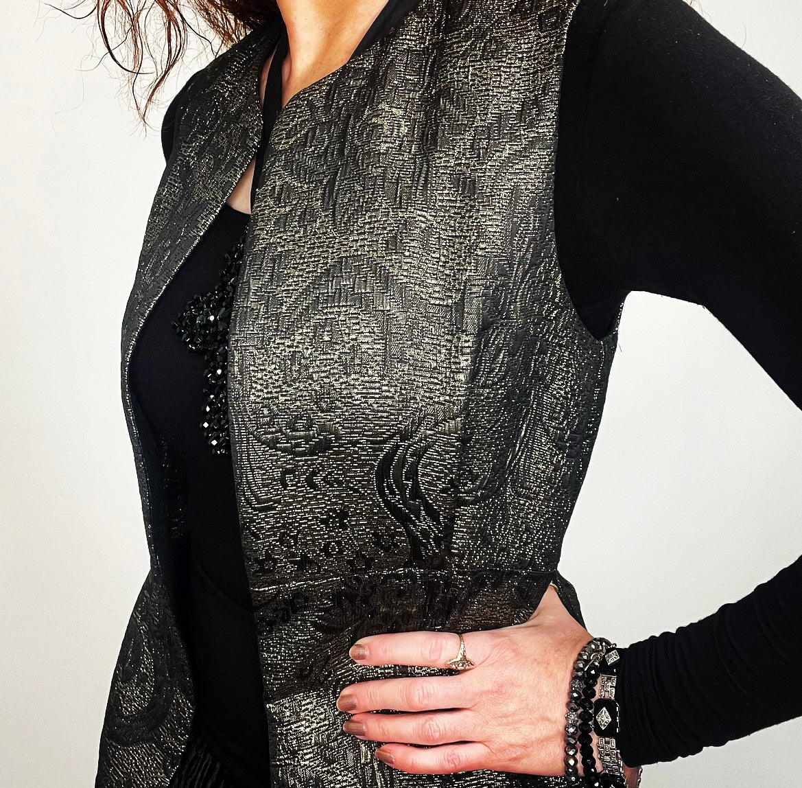 brocade vest ladies apparel stylish clothing handmade in melbourne classy elegant clothing timeless pieces timeless clothing classic style unique clothing unique style ageless style luxe fabrics statement clothing statement style evening style clothing floral vest womens clothing made in australia eloise the label