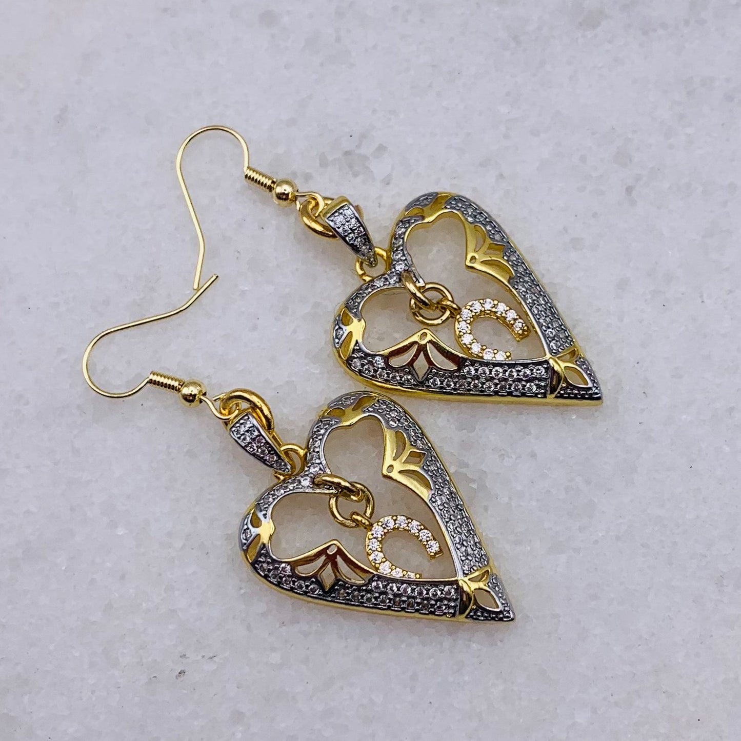 Lucky In Love Heart Drop Earrings
