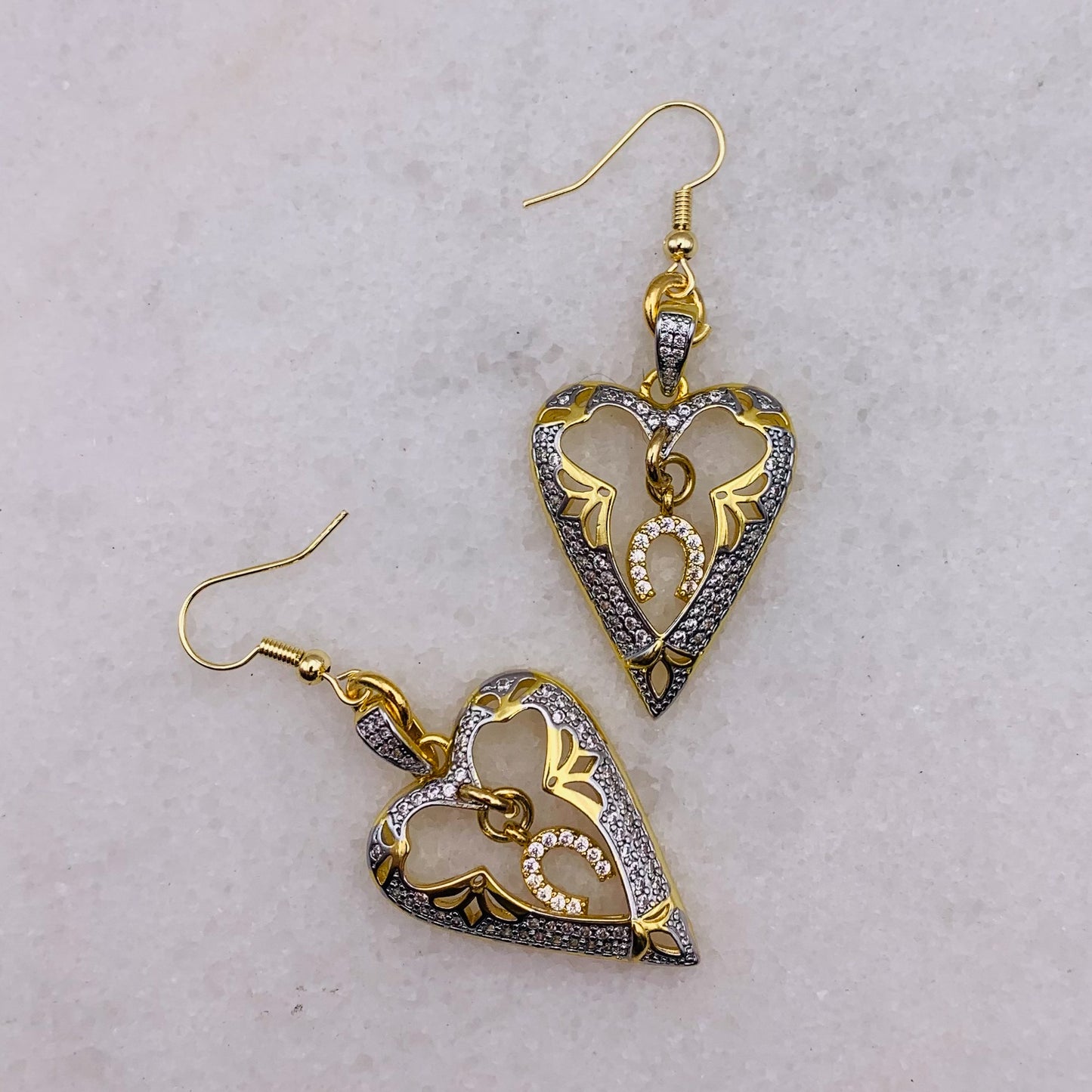 Lucky In Love Heart Drop Earrings