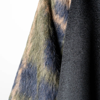Abbey Coat - Black Wool With Contrast Plaid Sleeve And Collar