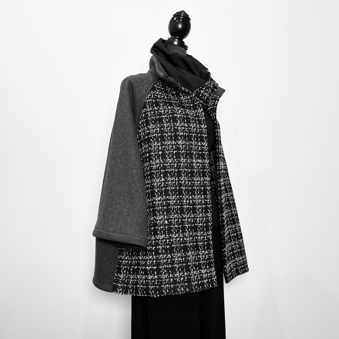 Plaid swing coat winter wool jacket evening coat stylish clothing handmade in melbourne classy elegant clothing timeless pieces timeless clothing classic style unique clothing unique style ageless style luxe fabrics statement clothing statement style clothing womens clothing made in australia eloise the label