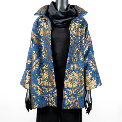 Abbey Swing Coat - Luxe Royal Jacquard