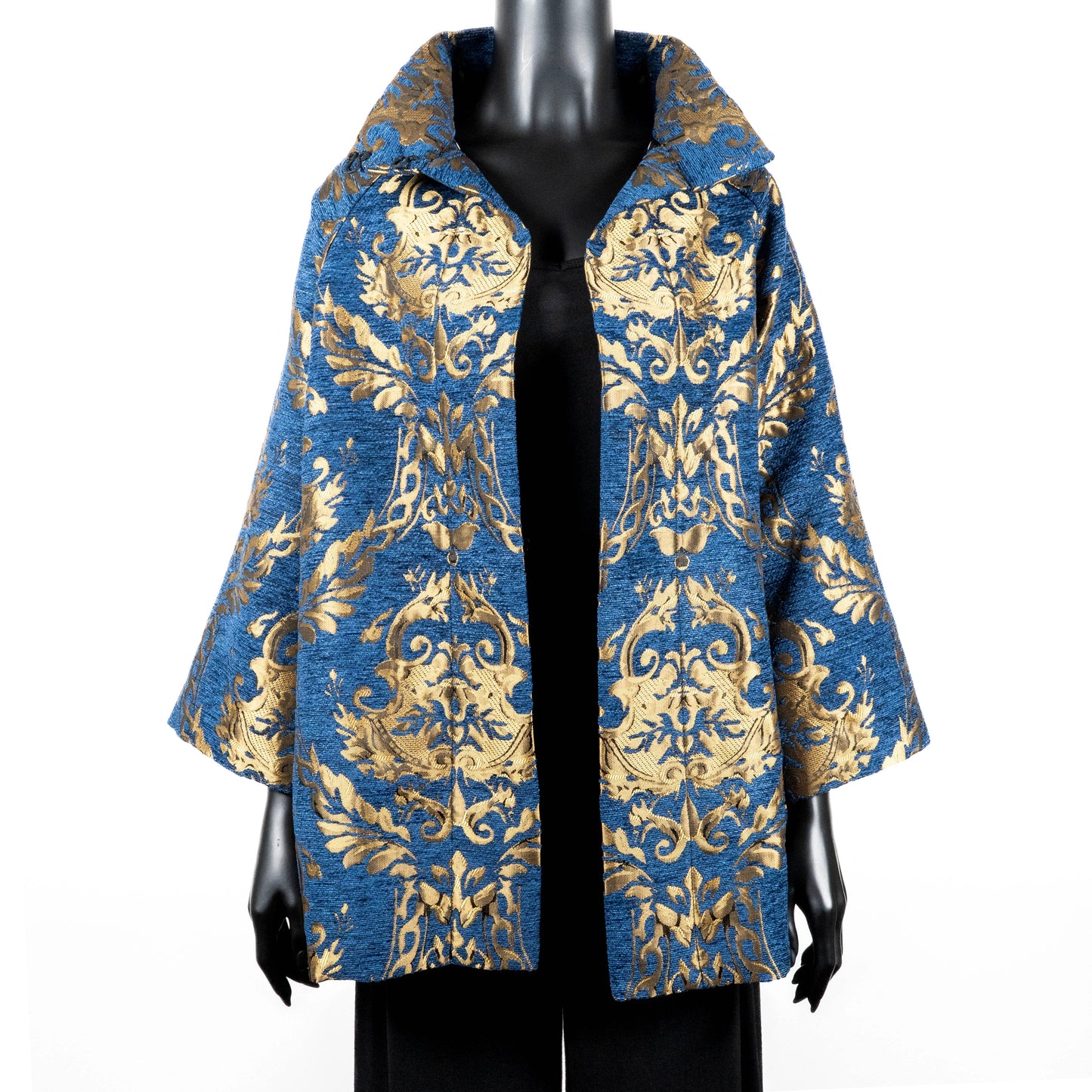 Abbey Swing Coat - Luxe Royal Jacquard