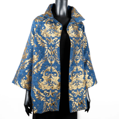 Abbey Swing Coat - Luxe Royal Jacquard