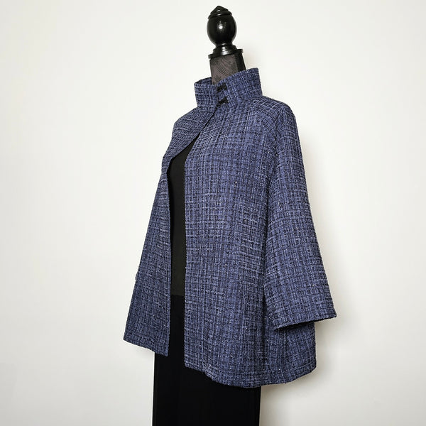 Purple plaid swing coat winter wool jacket evening coat stylish clothing handmade in melbourne classy elegant clothing timeless pieces timeless clothing classic style unique clothing unique style ageless style luxe fabrics statement clothing statement style clothing womens clothing made in australia eloise the label